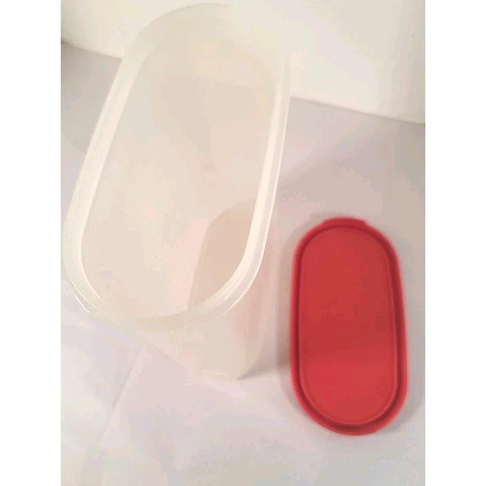 Vintage Tupperware #1614-7 Container with Red Lid 9 3/4 Cup Modular Mate